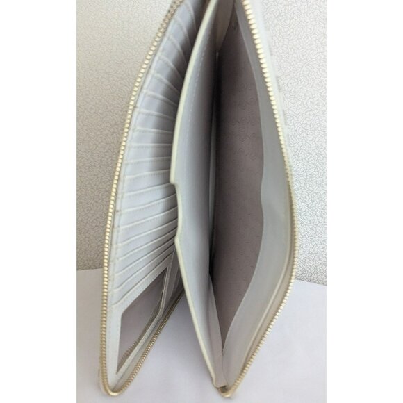 Michael Kors Tablet Multifunction Zip Case Holder Organizer Vanilla Acorn Gold - Picture 8 of 12